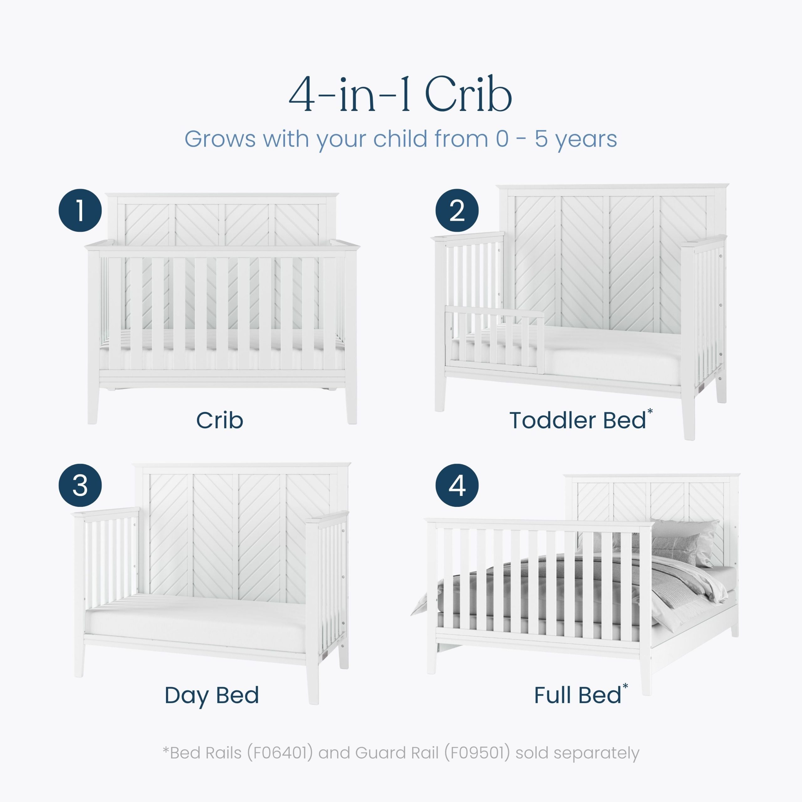 Atwood 4-in-1 Convertible Crib. Matte White - Image 2