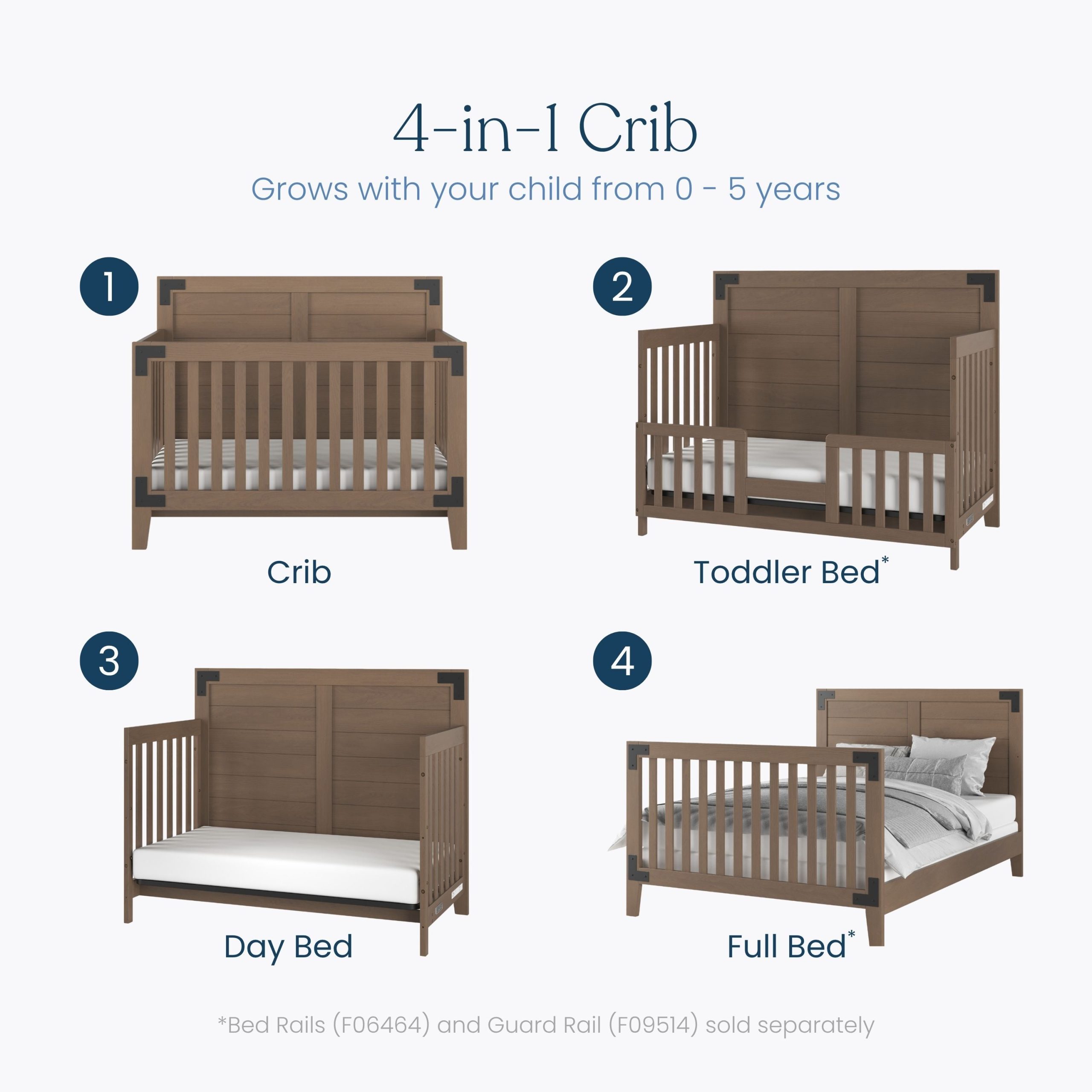 Lucas 4-in-1 Convertible Crib. Dusty Heather - Image 3