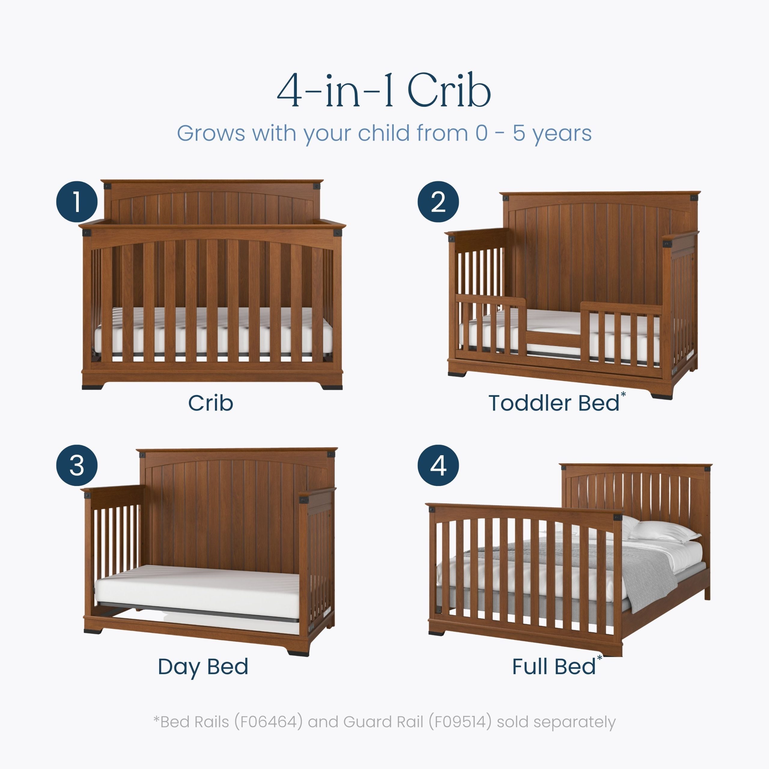 Redmond Full Panel 4-in-1 Convertible Crib. Coach Cherry - Image 3