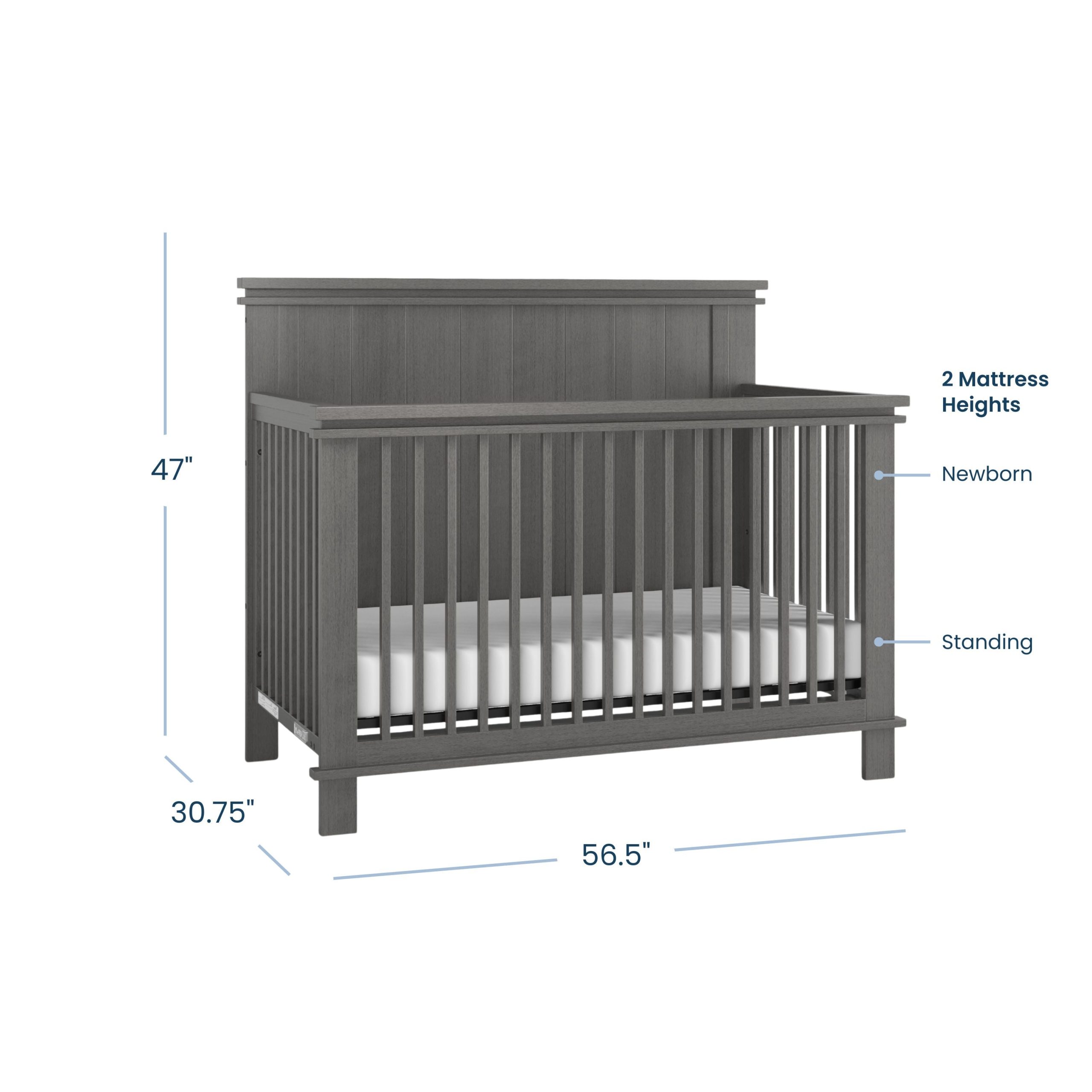 Denman 4-in-1 Convertible Crib. Midnight Gray - Image 4