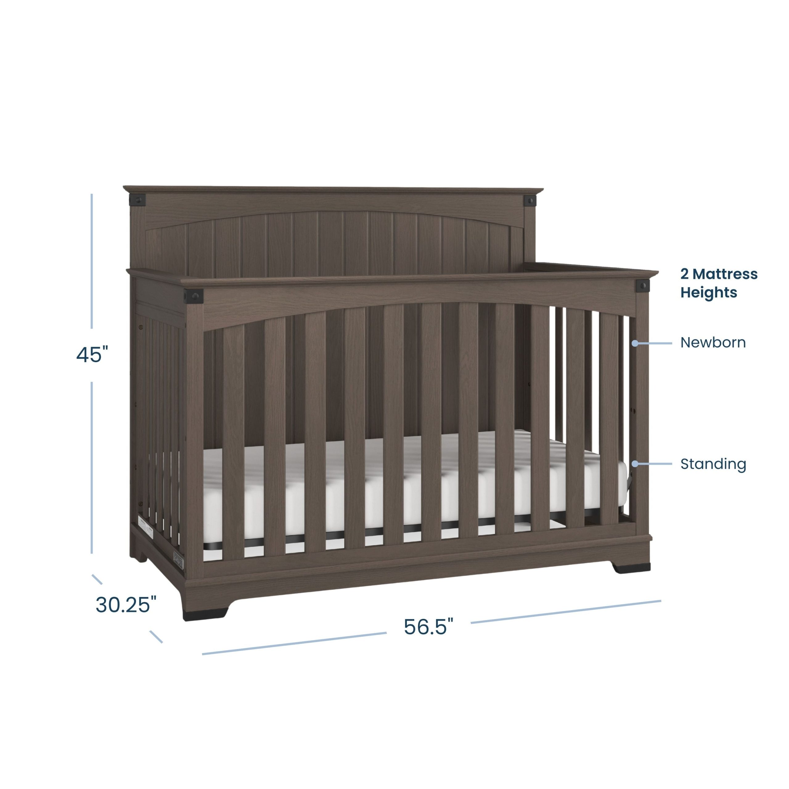 Redmond Full Panel 4-in-1 Convertible Crib. Dapper Gray - Image 4