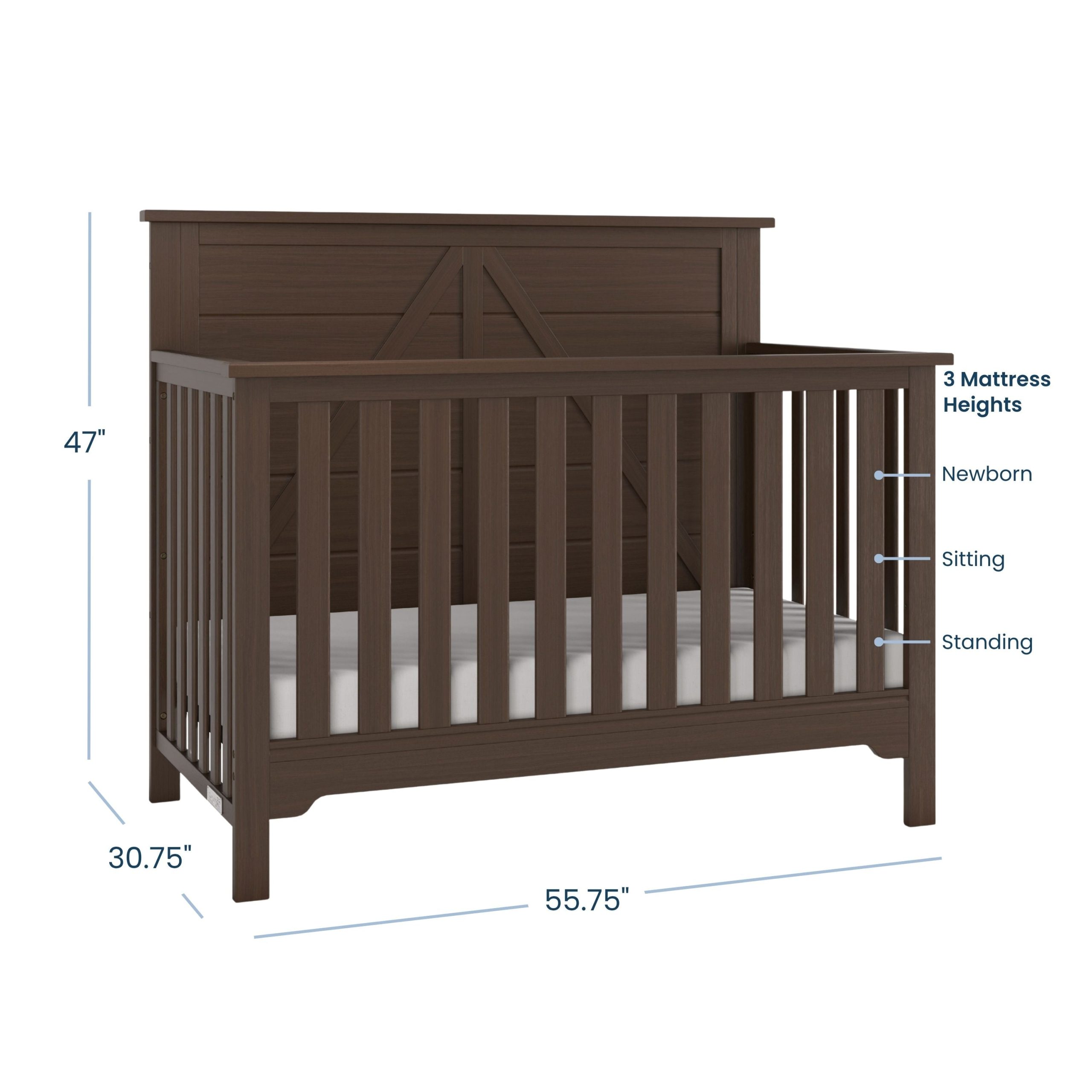 Woodland 4-in-1 Convertible Crib. Brushed Truffle - Image 4