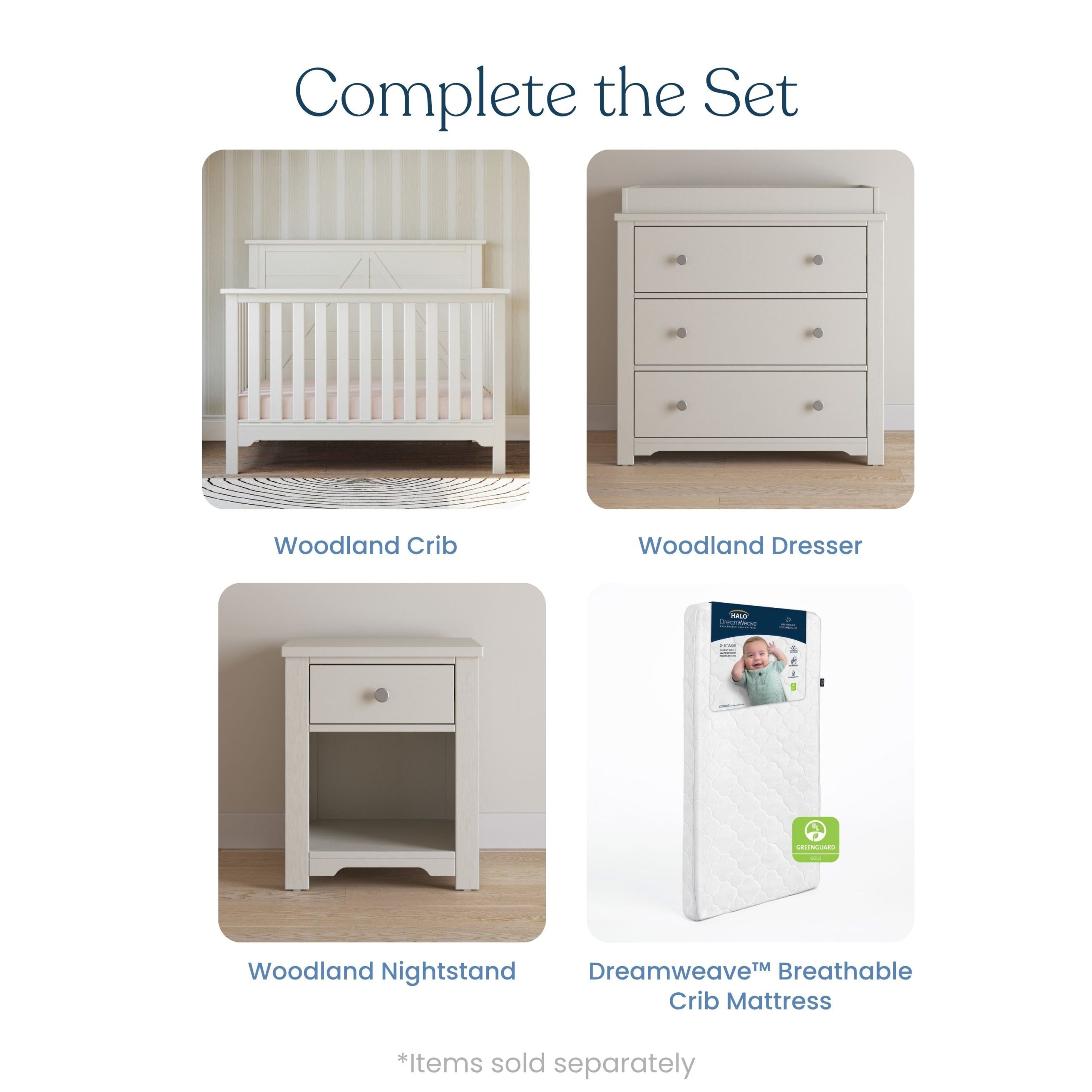Woodland 4-in-1 Convertible Crib. Brushed Cotton - Image 6