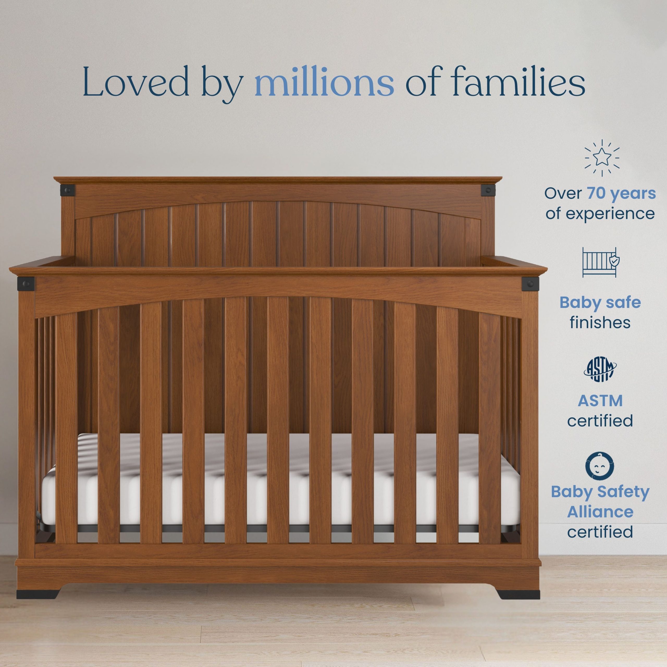 Redmond Full Panel 4-in-1 Convertible Crib. Coach Cherry - Image 7