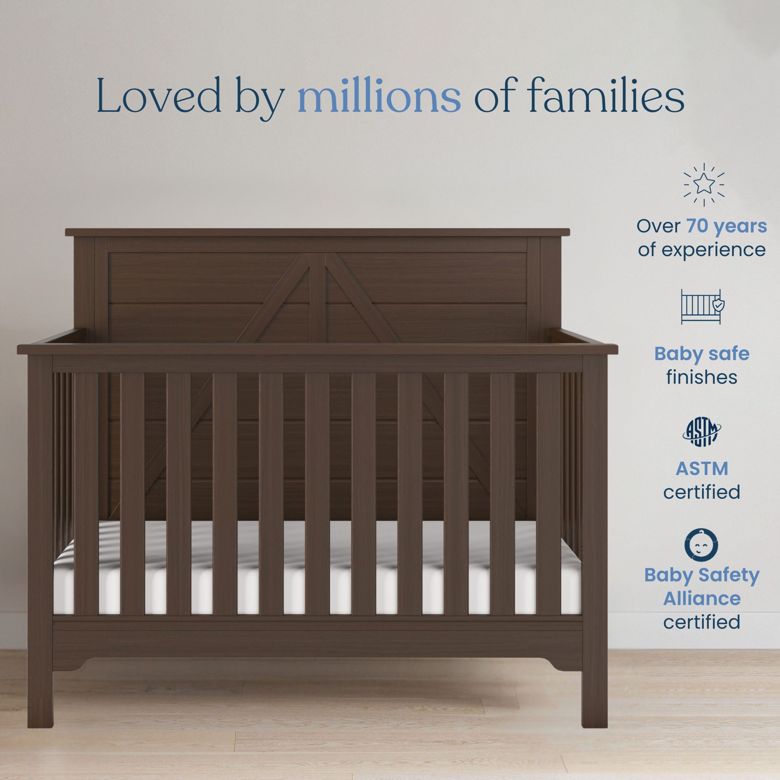 Woodland 4-in-1 Convertible Crib. Brushed Truffle - Image 7