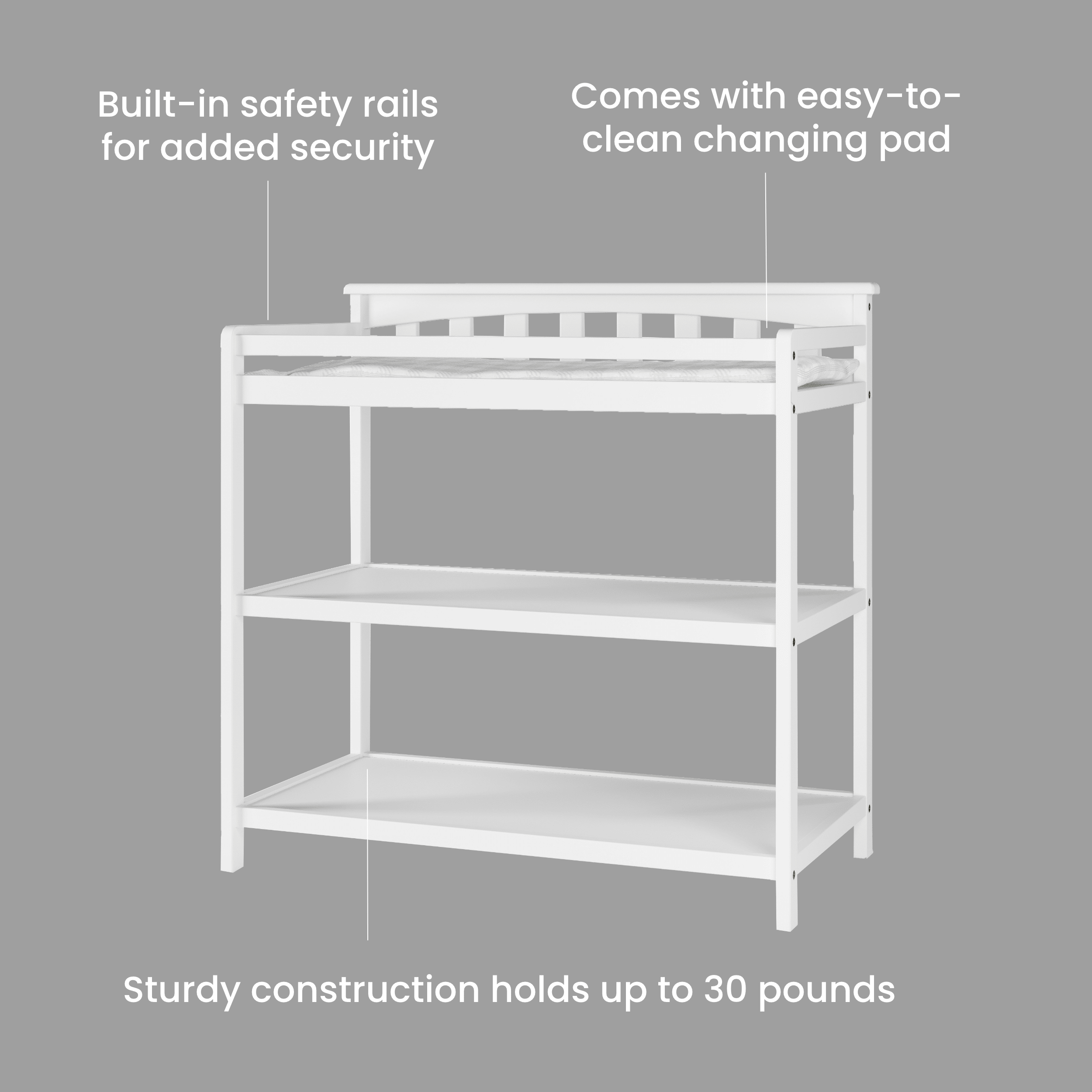 Flat Top Baby Changing Table. Matte White - Image 4