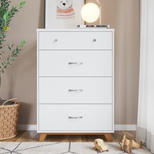 Soho 4 Drawer Chest. White/Natural