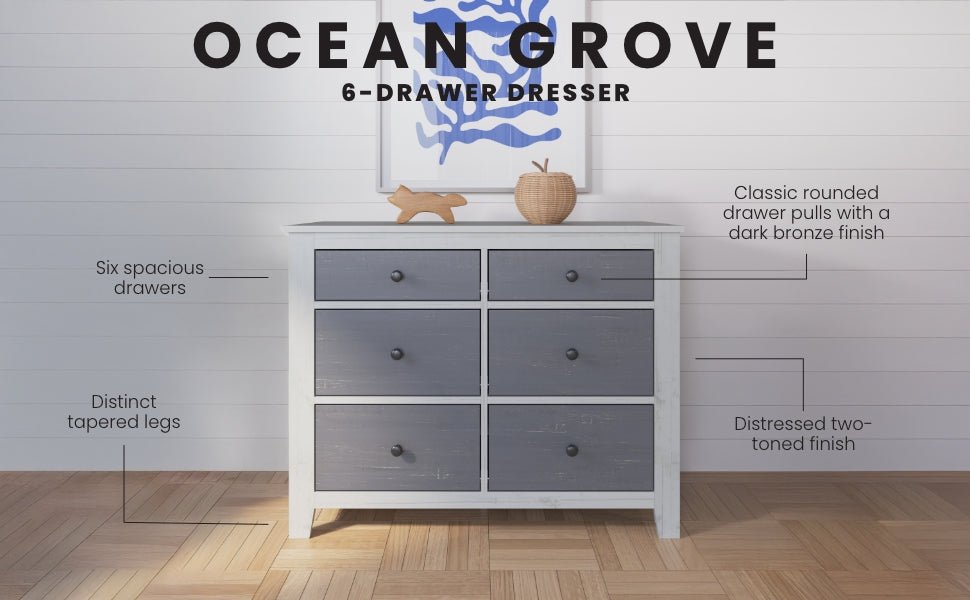 Ocean Grove Double Dresser. White/Gray - Image 4