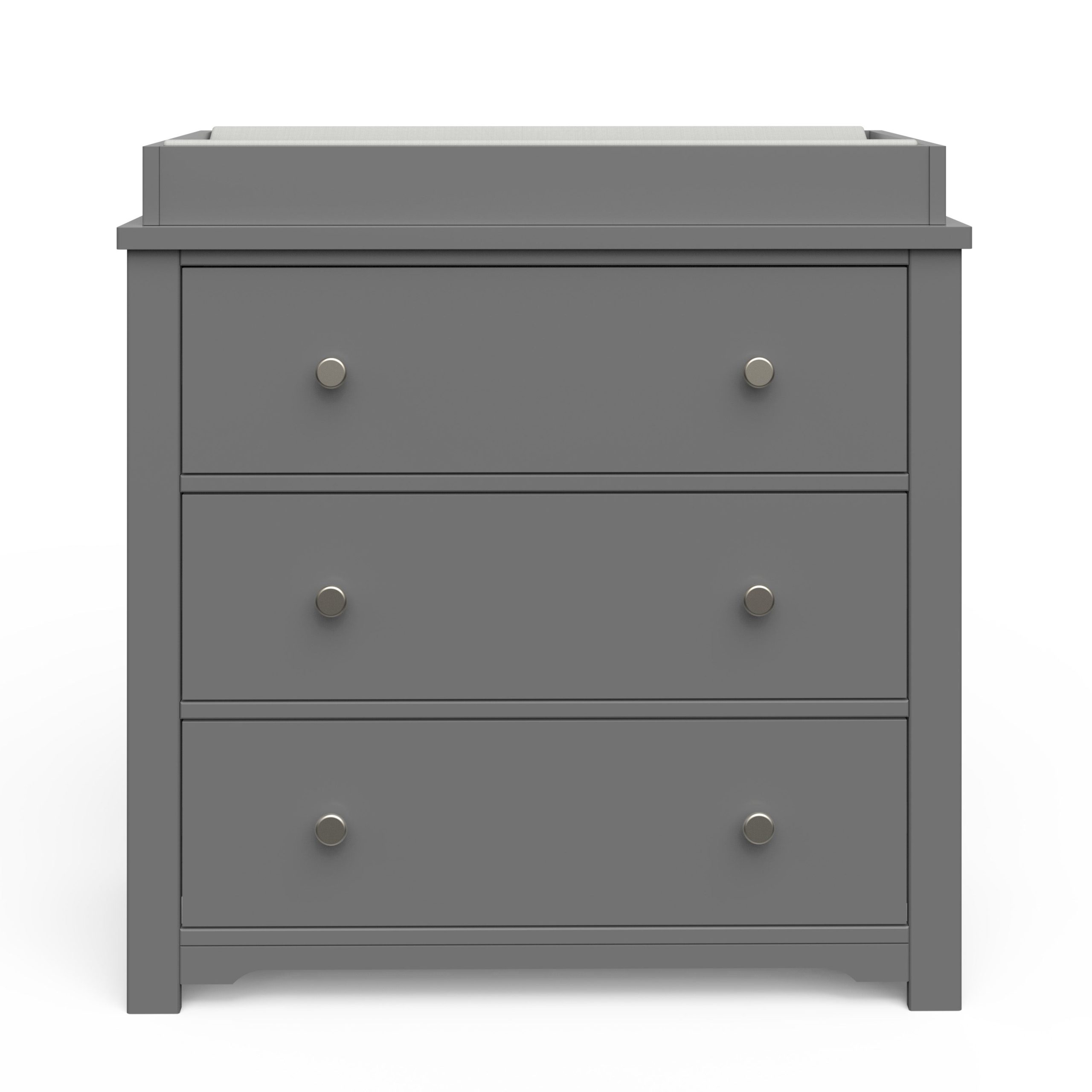 Harmony 3-Drawer Dresser with Changing Table Topper. Cool Gray