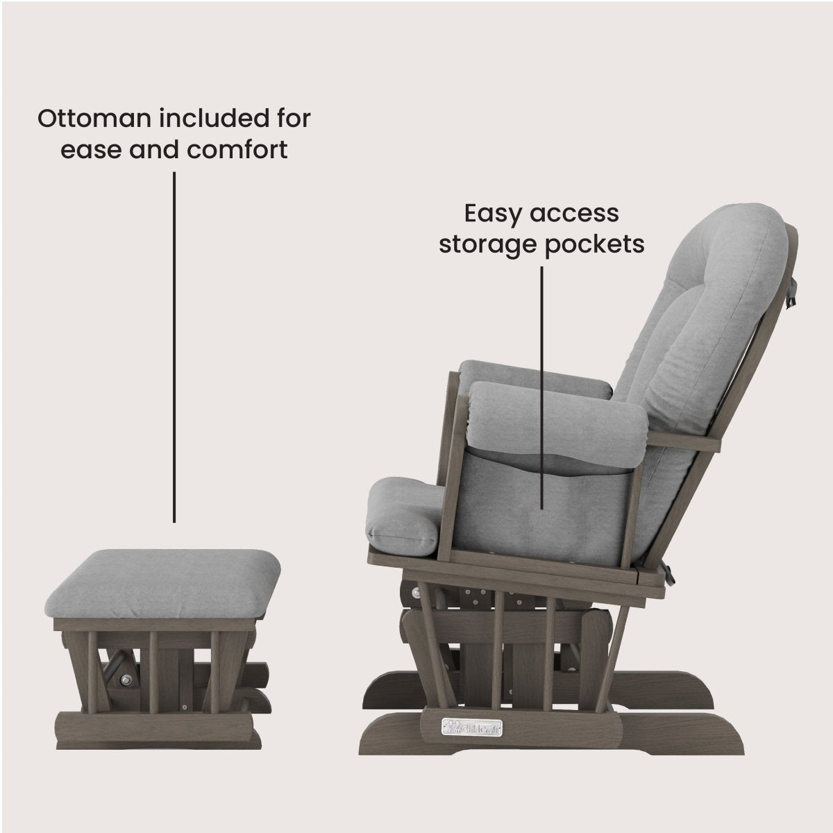 Cozy Glider and Ottoman. Dapper Gray - Image 4