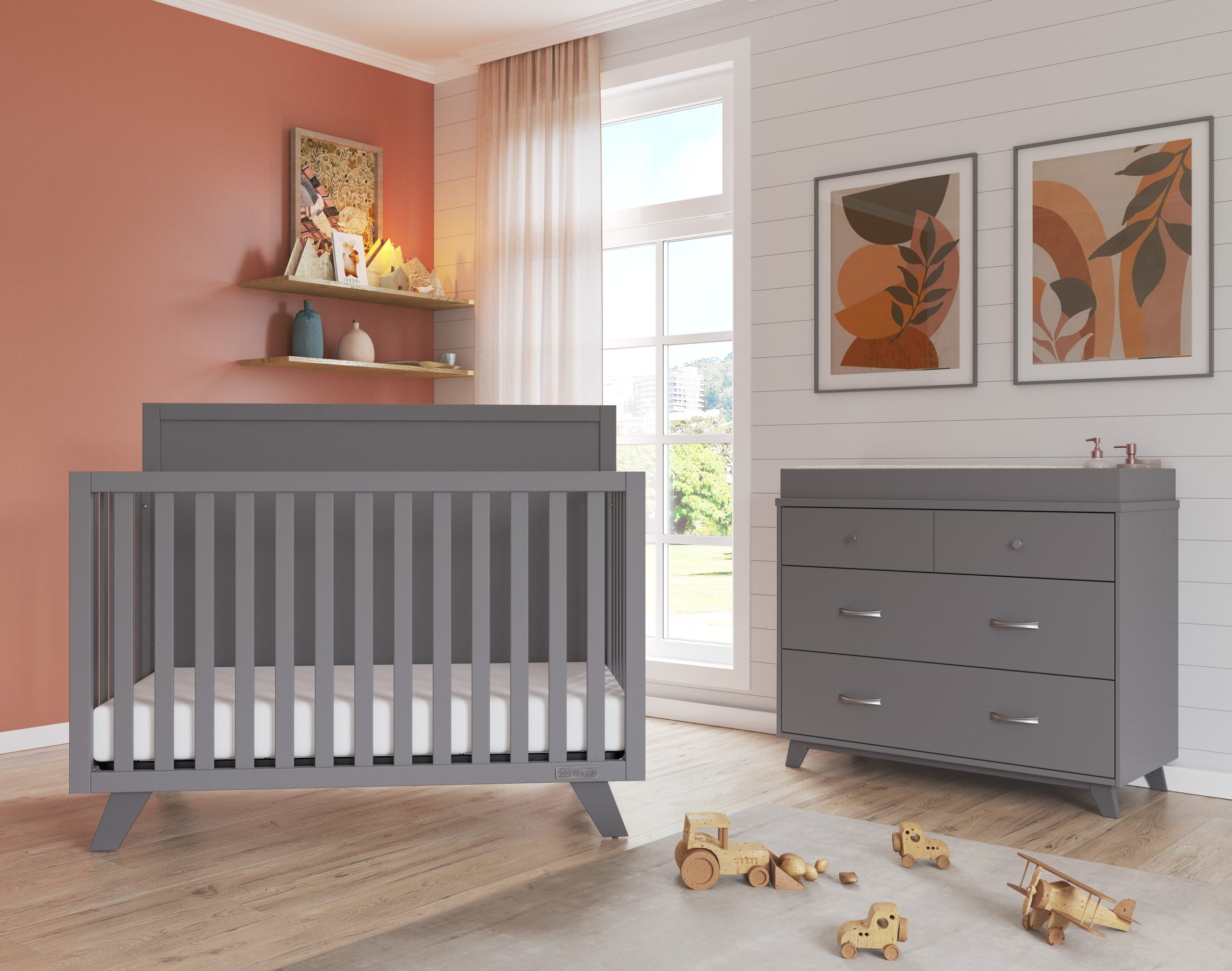 Soho 4-in-1 Flat Top Convertible Crib. Cool Gray - Image 2