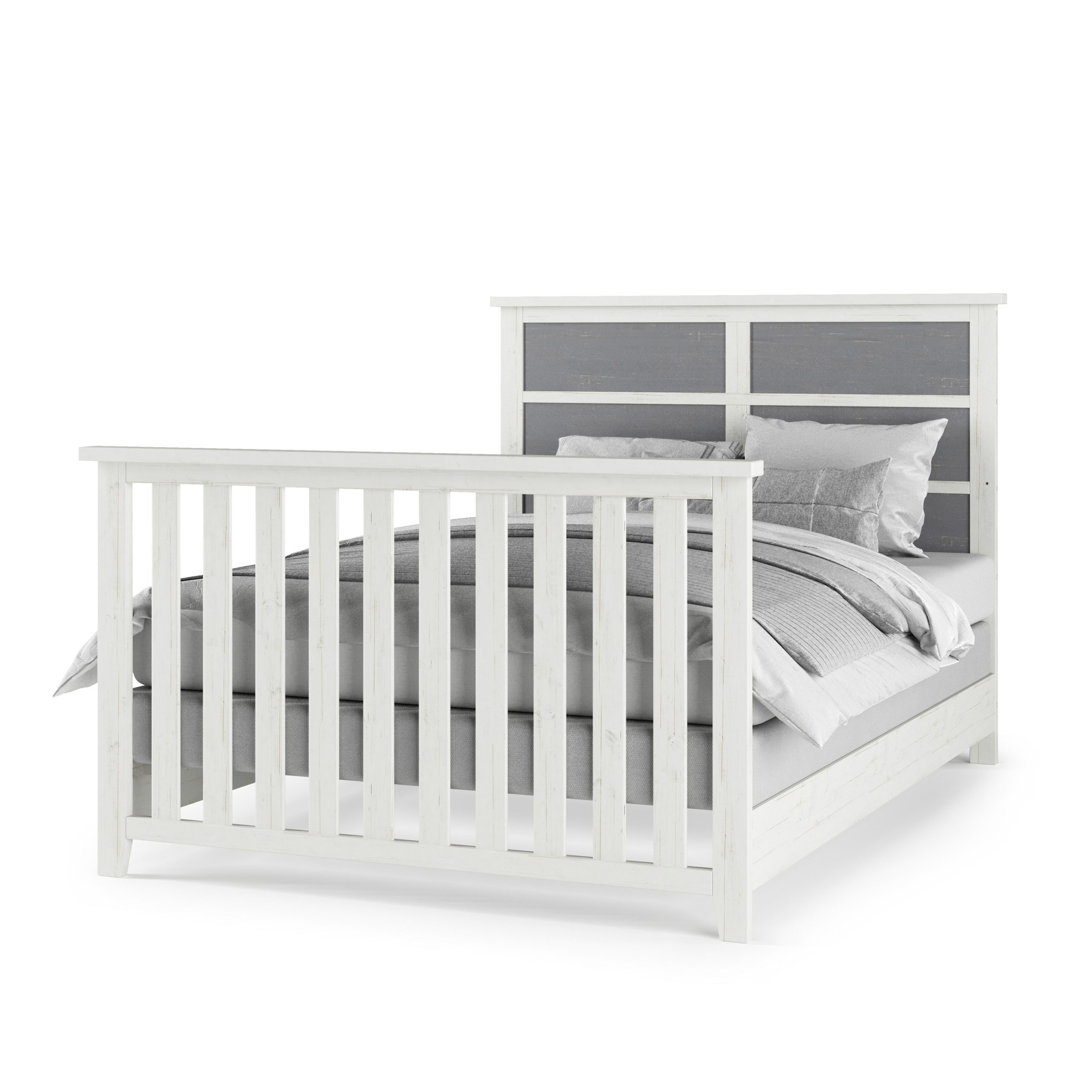 Full-Size Bed Rails. White/Brown - Image 3