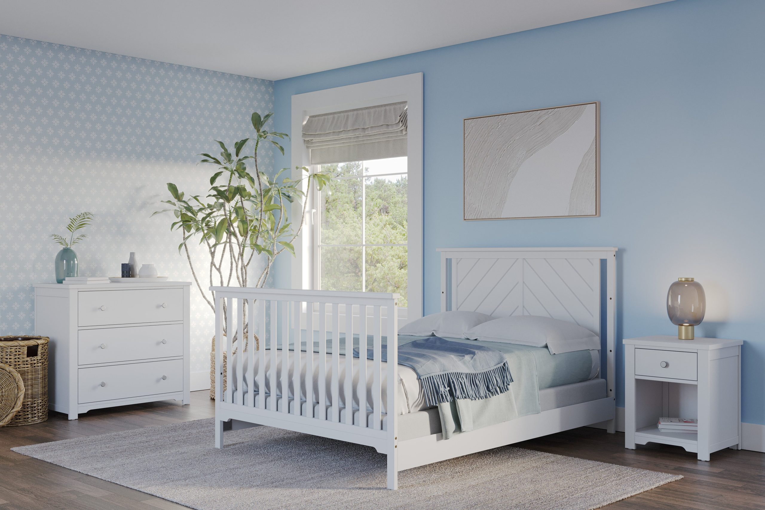 Hampton Flat Top 4-in-1 Convertible Crib. Matte White - Image 5