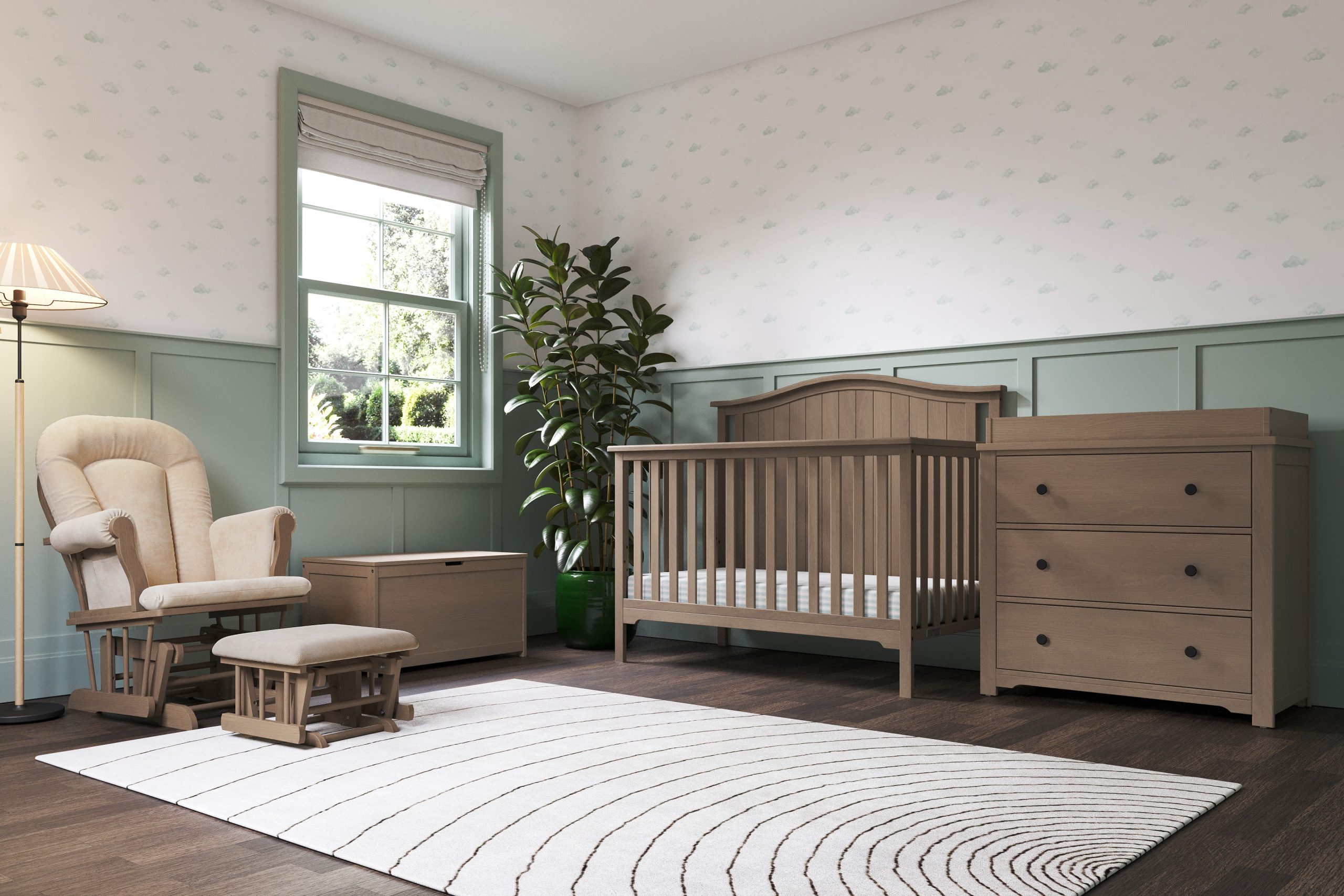 Hampton Arch Top 4-in-1 Convertible Crib. Dusty Heather - Image 2