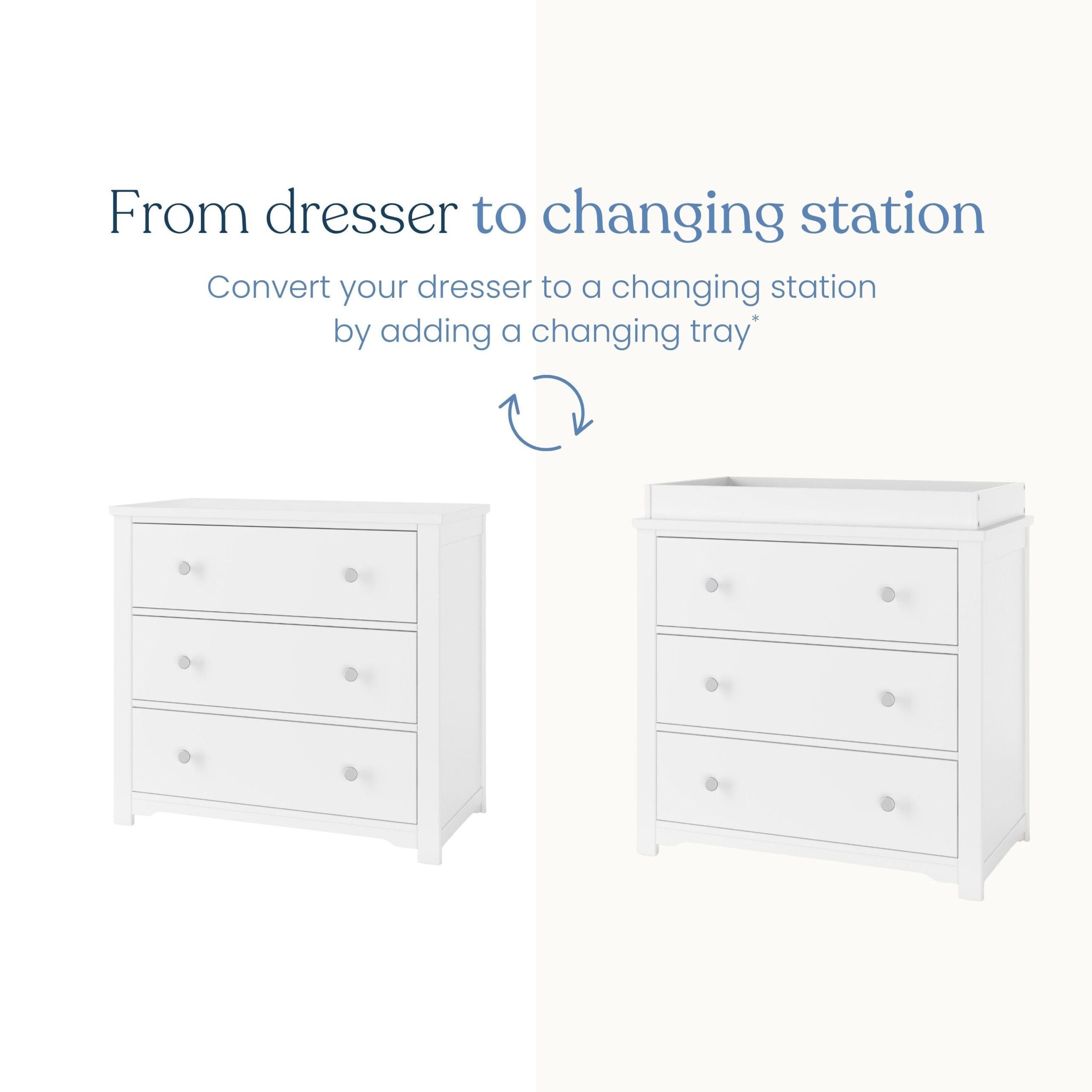 Harmony 3-Drawer Dresser with Changing Table Topper. Matte White - Image 5