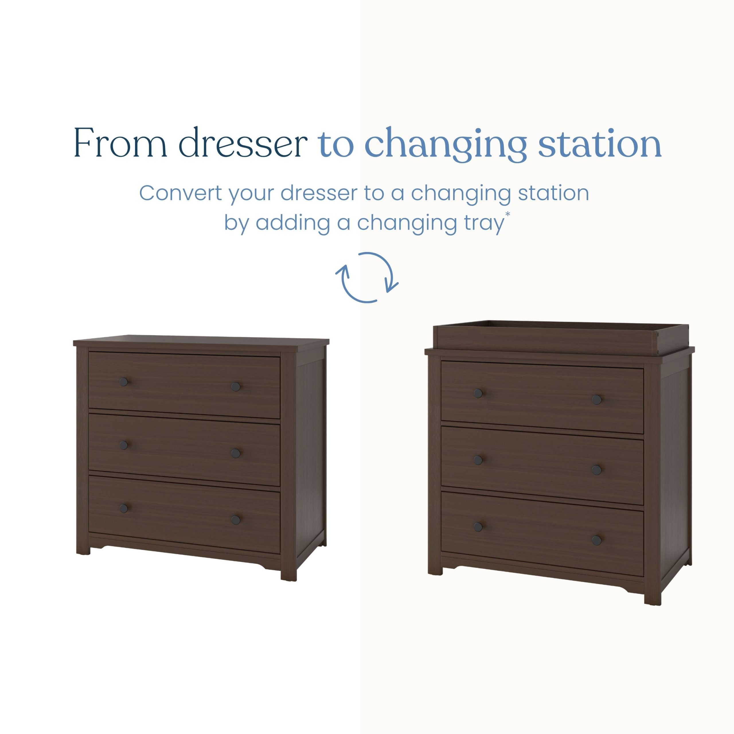 Harmony 3-Drawer Dresser with Changing Table Topper. Brushed Truffle - Image 6