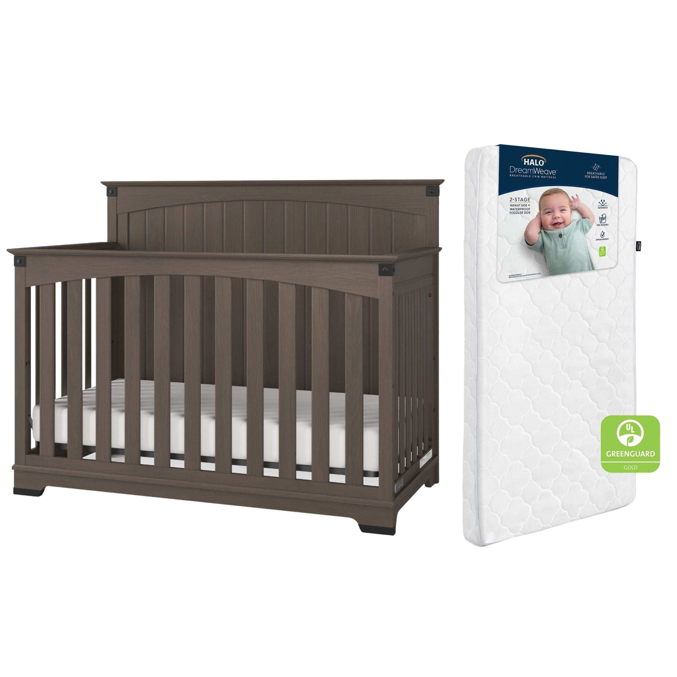 Redmond 2-Piece Crib and DreamWeave Set. Dapper Grey