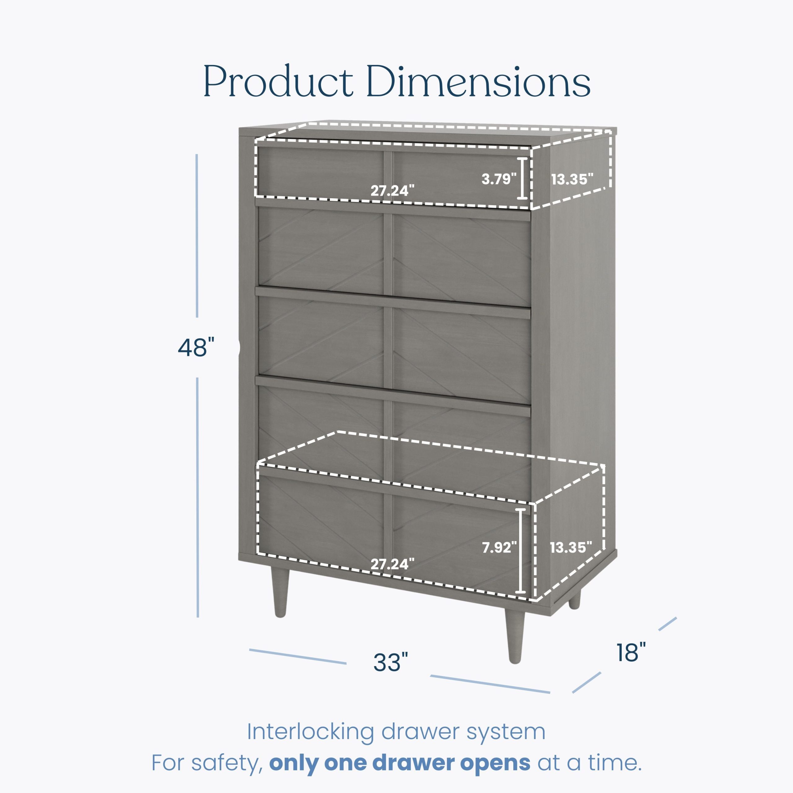 Surrey Hill 5 Drawer Chest. Lunar Gray - Image 3