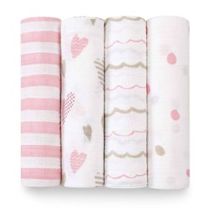 boutique 100% cotton muslin swaddle blanket 4 pack