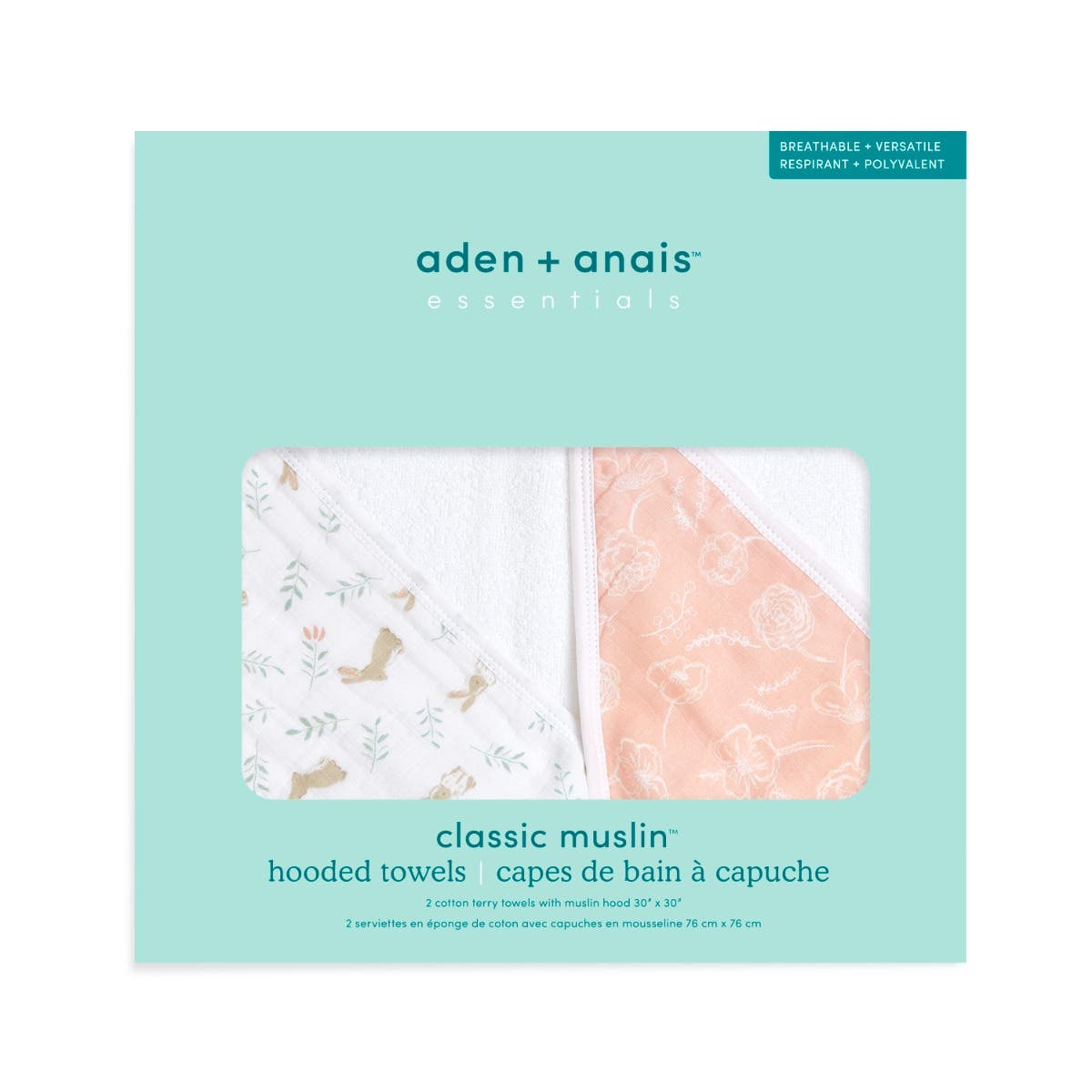 essentials cotton muslin hooded towels 2 pack - Image 3