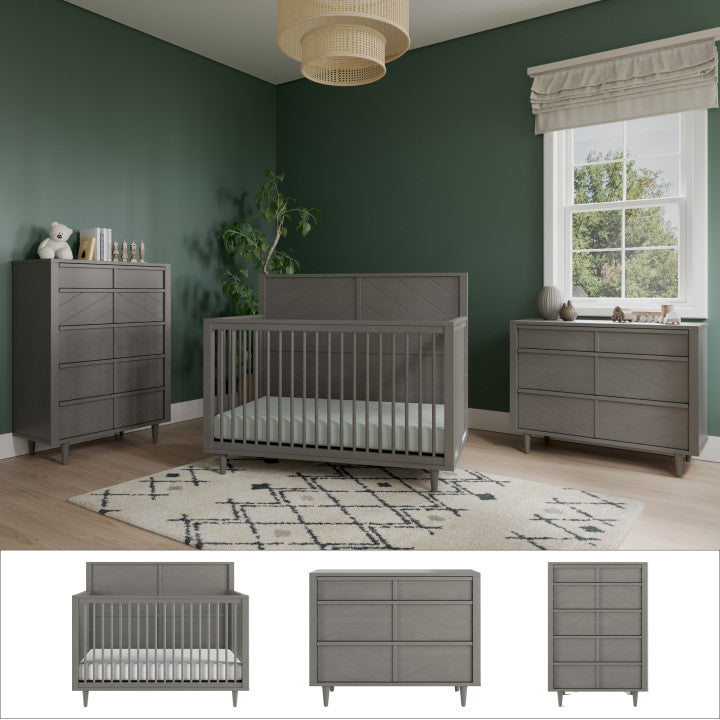 Surrey Hill 3-Piece Nursery Set with Crib. Dresser and Chest